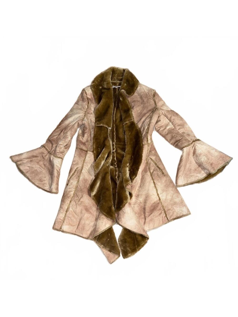Vintage Newport News Style Faux Fur Lined Bell Sleeve Coat Size 8